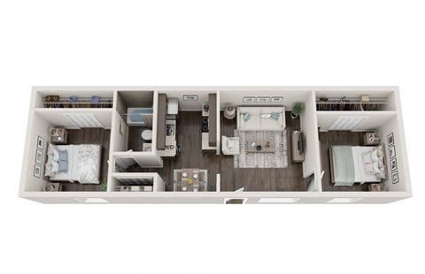 Floor plan for 2 beds, 1 bath, 675 sqft